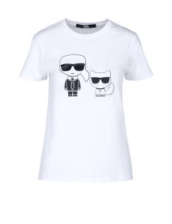 Karl Lagerfeld - Ikonik Karl & Choupette pamučna majica - 210W1724-100 210W1724-100