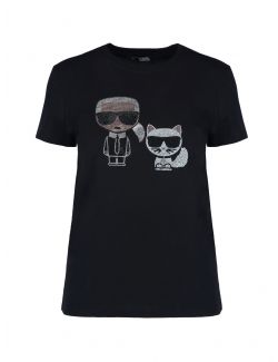 Karl Lagerfeld - Ikonik pamučna majica sa kristalima - 210W1725-999 210W1725-999