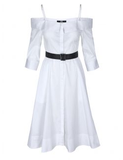 Karl Lagerfeld - Bela košulja haljina bez ramena - 211W1303-100 211W1303-100