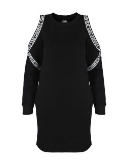 Karl Lagerfeld - Crna duks haljina sa logo trakom - 211W1362-999 211W1362-999