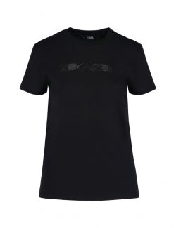 Karl Lagerfeld - Pamučna majica sa logom od kristala - 211W1706-999 211W1706-999