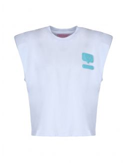 Chiara Ferragni - Casual bela majica sa plavim logom - 21PE-CFT118 WHITE 21PE-CFT118 WHITE