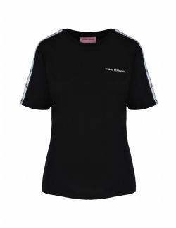 Chiara Ferragni - Crna majica sa prugastim logotipom - 21PE-CFT124 BLACK 21PE-CFT124 BLACK
