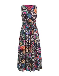 IVKO Woman - Viskozna haljina sa otvorenim ledjima, Cvetni Motiv - crna - 241541.019 241541.019