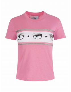 Chiara Ferragni - Roze pamučna majica sa 
