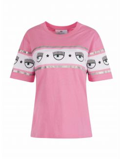 Chiara Ferragni - Roze pamučna majica sa 