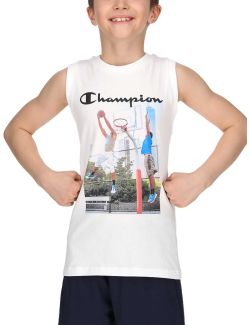 Champion - BOYS BASKET SLEEVELESS T-SHIRT - CHA211B802-10 CHA211B802-10