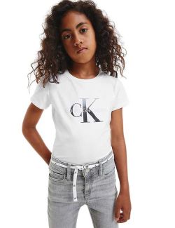 Calvin Klein - Calvin Klein - Bela majica za devojčice - CKIG0IG01785-YAF CKIG0IG01785-YAF