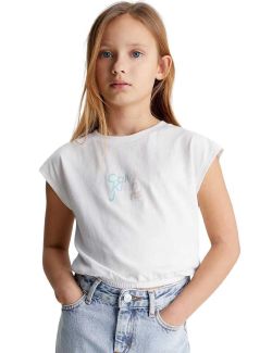 Calvin Klein - Calvin Klein - Bela majica za devojčice - CKIG0IG02432-YAF CKIG0IG02432-YAF