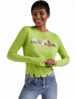 Desigual - Desigual - Zeleni ženski džemper - DG22SWJF30-4004 DG22SWJF30-4004