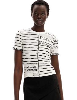 Desigual - Desigual - Ženska majica sa linijama - DG24SWTKA8-1000 DG24SWTKA8-1000