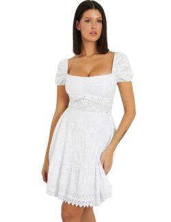 Guess - Guess - Pamučna bela haljina - GW4GK50 WG590 G011 GW4GK50 WG590 G011