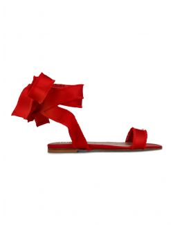 Red Valentino - Ravne sandale od satena - VQ0S0D58FRB-C61 VQ0S0D58FRB-C61