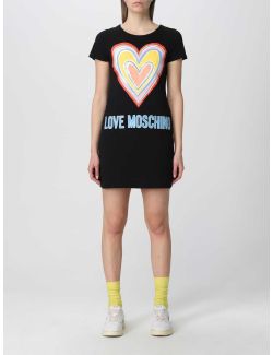 Love Moschino - Love Moschino - Crna ženska midi majica-haljina - W592918M3876-C74 W592918M3876-C74