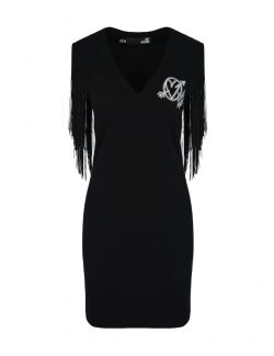 Love Moschino - Crna haljina sa rukavima od resa - W 5 C18 01 M 4282-C74 W 5 C18 01 M 4282-C74
