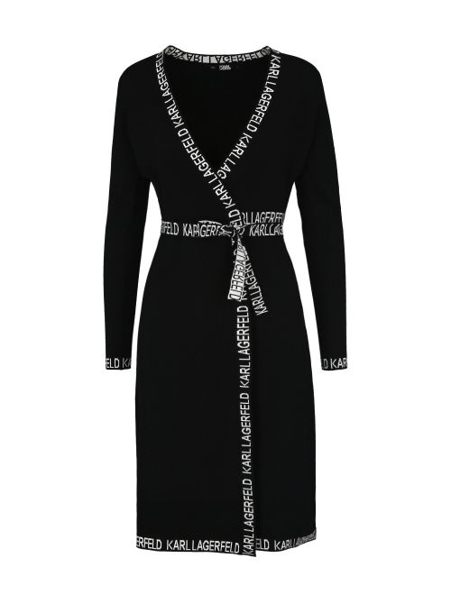 Karl Lagerfeld - Crna midi haljina sa logotip trakom - 211W1363-999