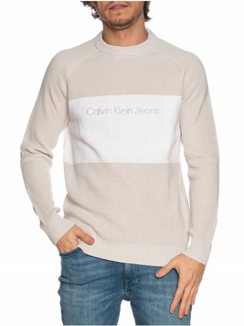 Calvin Klein - Calvin Klein - Bež muški džemper - CKJ30J319659-P06 CKJ30J319659-P06