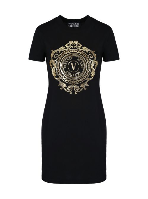 Versace Jeans Couture - Pamučna crna haljina sa logom - D2HWA4FA-K42